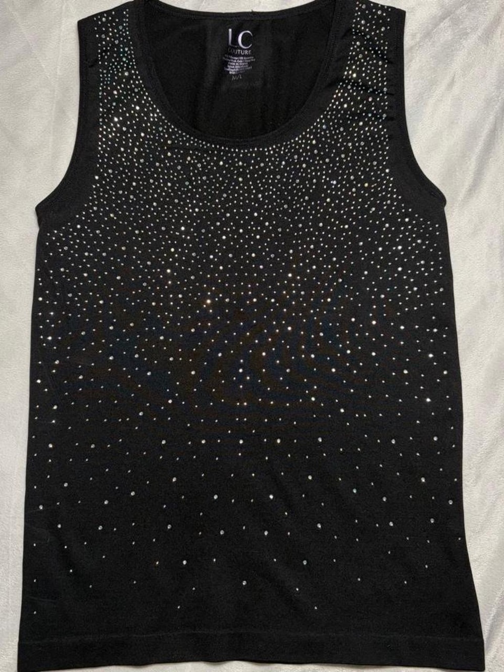 LC Couture Black Rhinestone Embellished Tank Top